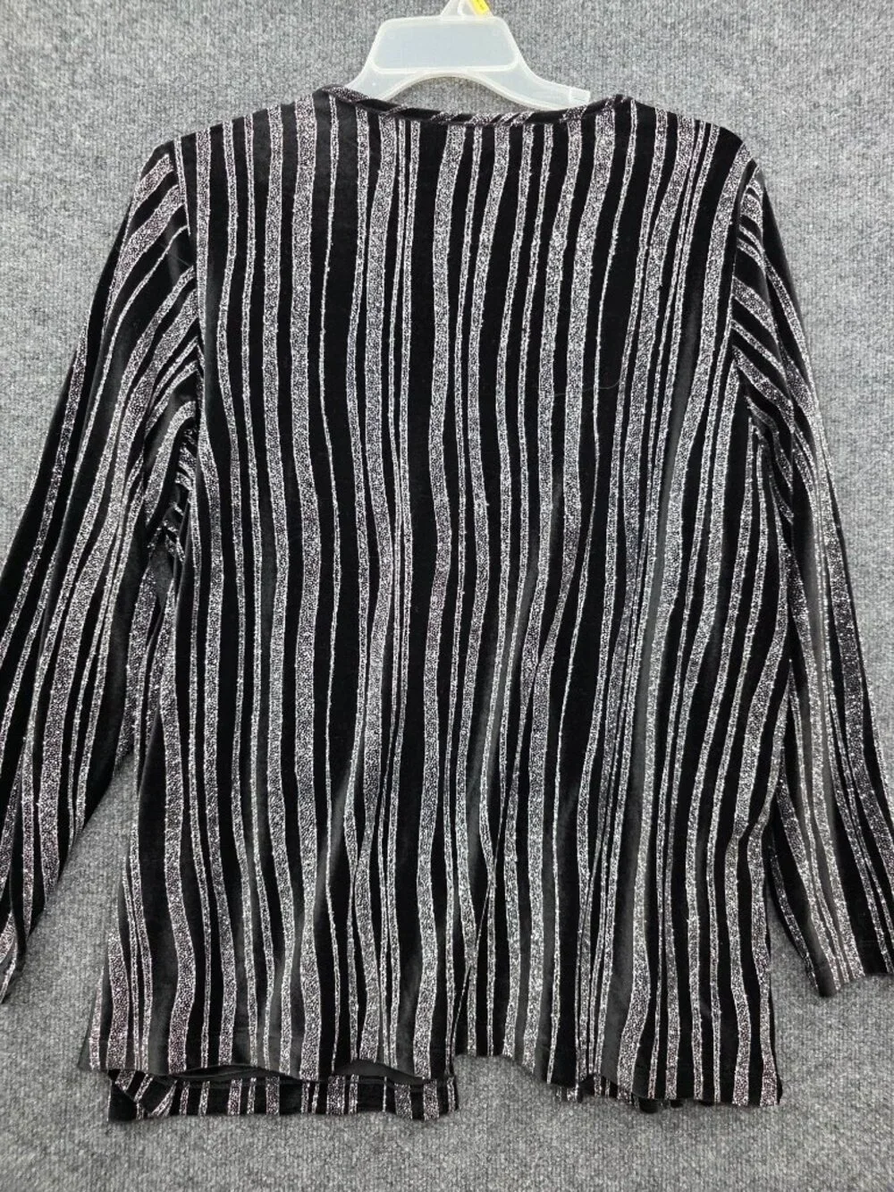 Vintage Fashion Bug Silver Glitter Stripe Cardigan 22/24W Black Disco Glam Party